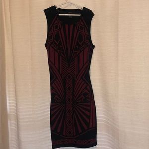 Red and black bodycon dress